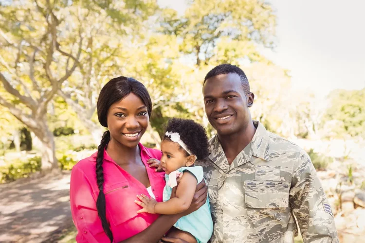 U.S. Army veteran, wife, and child.